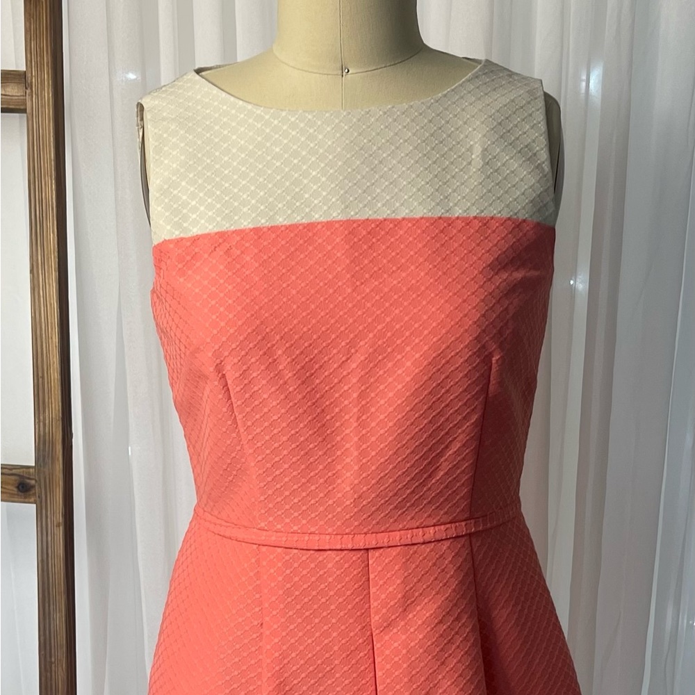 NWOT Tahari Cream and Coral Dress